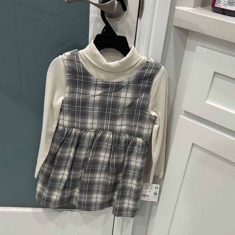 Plaid Gray and White Kids Dress